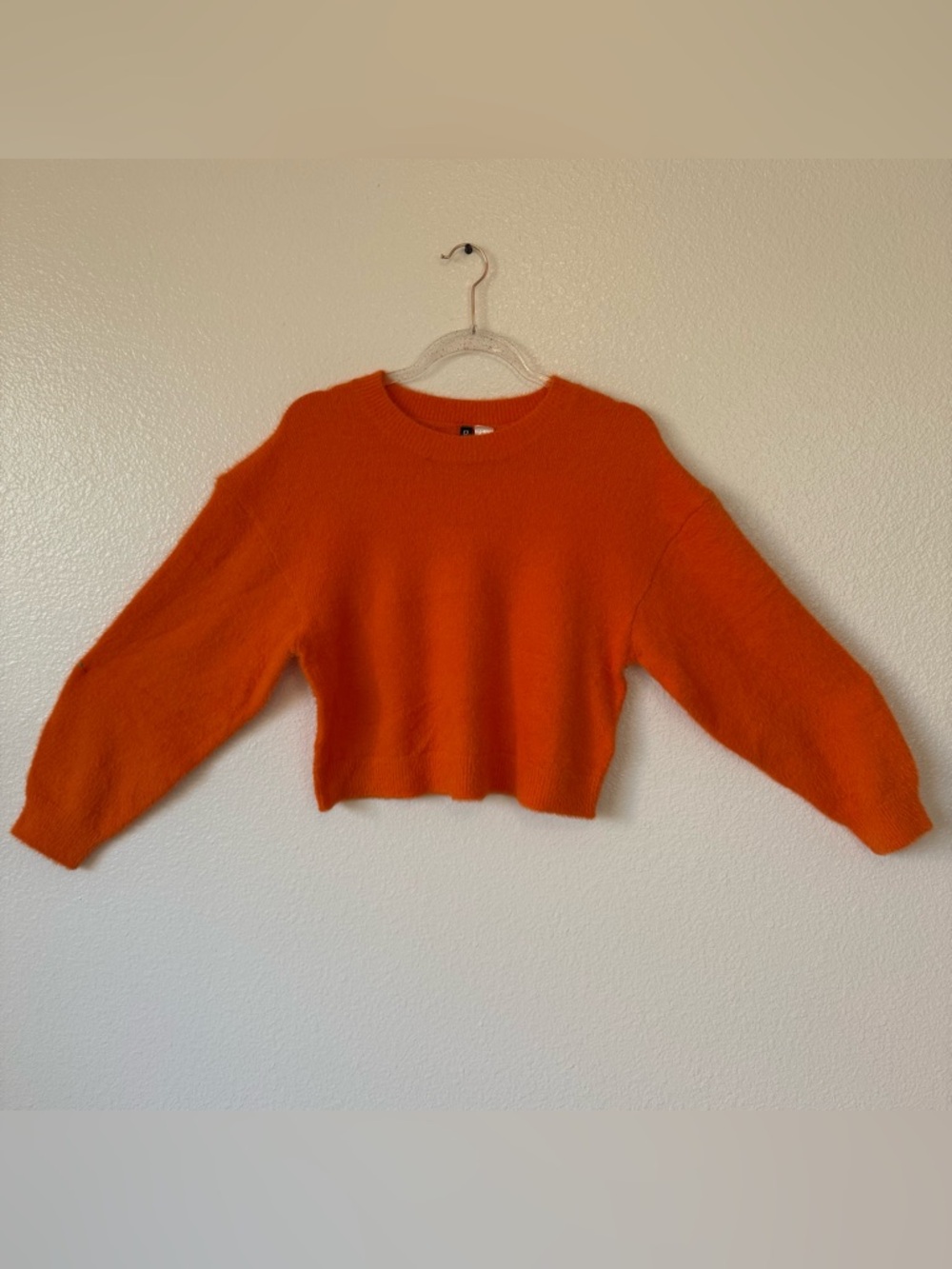 H&M Bright Orange Cropped Crewneck Sweater